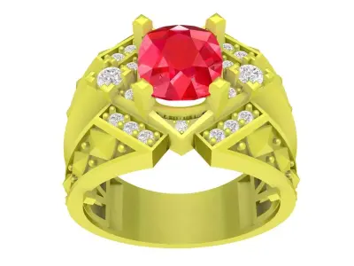luxury korean diamond men ring 4142 3D print model