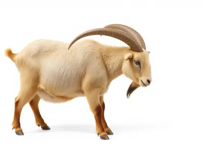 Beige Coat Curved Horn Goat model pack Low-poly 3D model