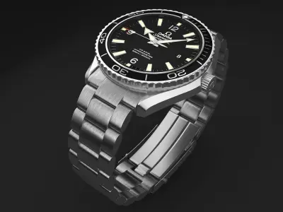 Omega Seamaster Planet Ocean Steel Braclet Mens Watch 3D model