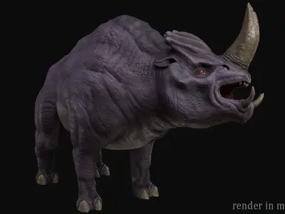 Rhino creature Low-poly 3D model