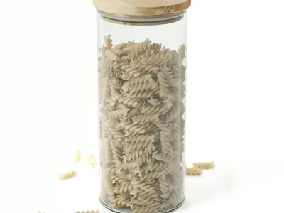 polypasta - Pasta Fusili 01 in glass with lid 3D model