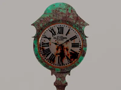 Street Clock Rusted Free low-poly 3D model