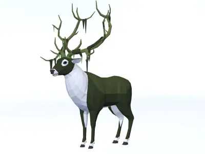 LowPoly Fantasy Deers pack Low-poly 3D model