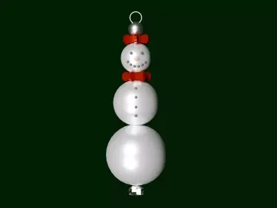 Vintage Snowman Bead Christmas Ornament Low-poly 3D model