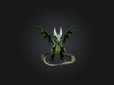 Realistic Forest Dragon Model Low-poly 3D model