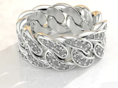 ring cuban chain 7 US size 3D print model 3D print model