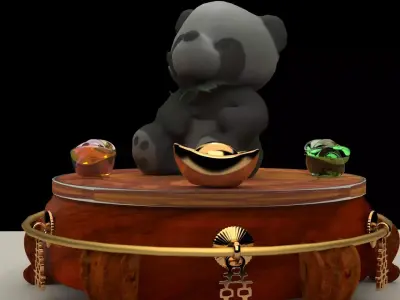 Chinese panda doll Low-poly 3D model