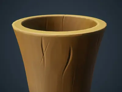 Stylized Wood Vase Low-poly 3D model