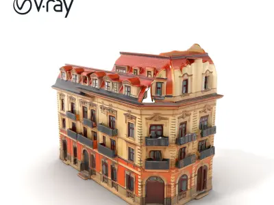 Classic Italian Mansion Baroque Architecture model pack Low-poly 3D model