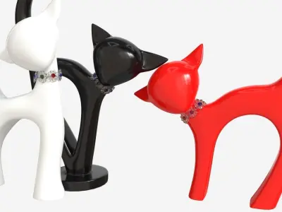Decorative Ceramic Cats Set 3D model