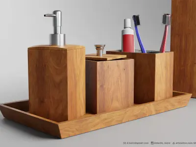 Bathroom Accessory Set kit 3D model