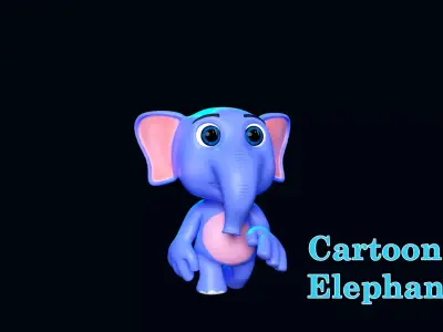Cartoon Elephant Rigged Character Low-poly 3D model