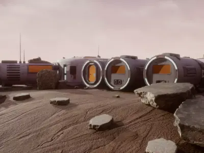 Space Mars Colony Scene 8K Textures and UnrealEngine Scene Low-poly 3D model