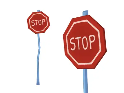 Stop Sign - Hand Painted Free 3D model