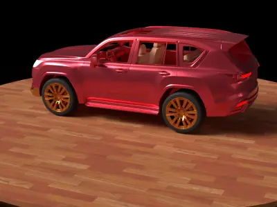Chinese red car   Low-poly 3D model