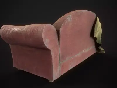 Game Ready Asset  Worn Out Sofa Low-poly 3D model