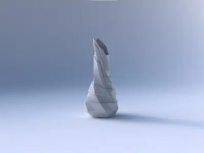 Vase twisted top bent hexagon 2 with sharp ribbons 3D print model