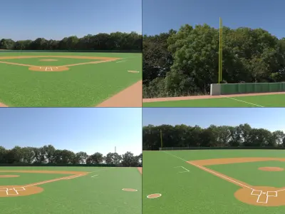 Baseball Field 4k PBR Low-poly 3D model