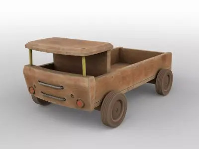 Wooden Retro Toy Truck in Dust 3D model