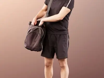 Farid 11760 - Sport Young Man With Bag And Beard 3D model