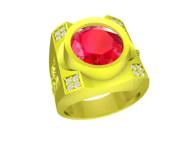 Luxury Oval Gemstone Statement Ring for Men 4901 3D print model
