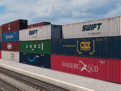 53ft Containers Pack 2 Low-poly 3D model