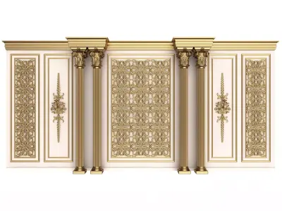 Boiserie Classic Wall with Mouldings 013 White Low-poly 3D model