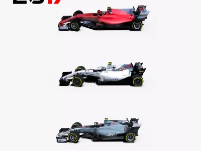 Formula 2017 cars pack 1 Low-poly 3D model