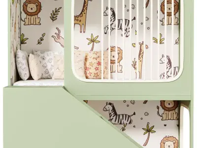 Bunk bed for kids 5 3D model