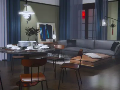 Living room 3D model 10