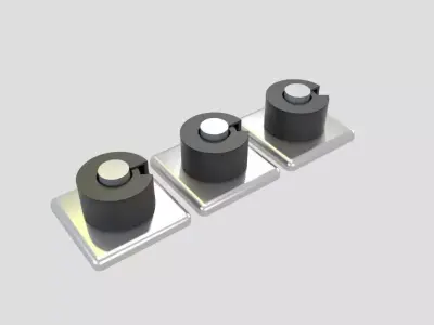 Packman three metal buttons Free 3D print model