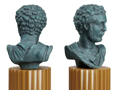 Septimius Severus Roman bust pedestal Low-poly 3D model