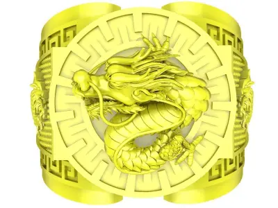 Luxury Chinese Dragon Mens Ring 3D Model 5063 3D print model