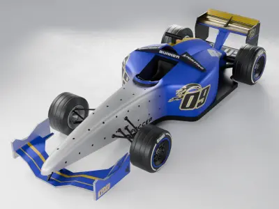 Formula Car Game Ready Low-poly 3D model