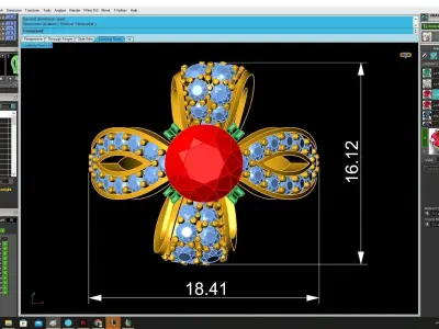 Luxury Floral Gemstone Ring 3D Model 4444 3D print model