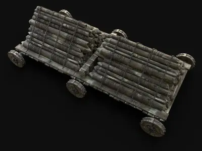 HEAVY LOGS WAGON SLEIGH TIMBER LUMBER TREE ORC SLEDGE Low-poly 3D model