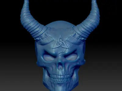 Celtic Skull III with Horns III - STL 3D Print Model 3D print model