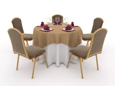 Banquet Table and Chair 10 3D model