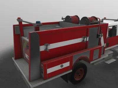 Fire Truck Red Low-poly 3D model