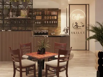 Modern Restaurant Interior Scene Elegant Dining 3D model