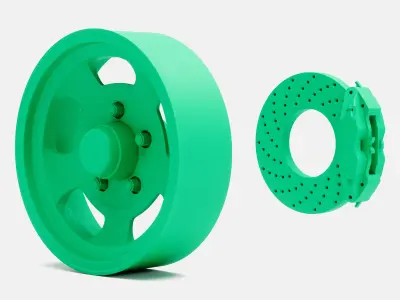 15x5 US Indy Mag Wheel and Brake 3D print model