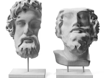 Asclepios and Greek general head metal Low-poly 3D model