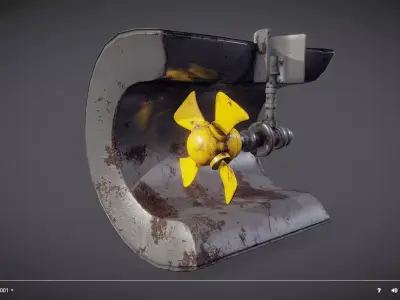 Ship Propeller system Low-poly 3D model