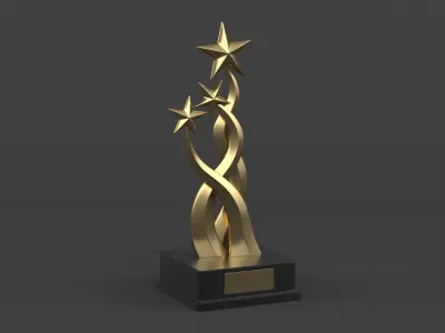 Gold Trophy Cups 3D model 16