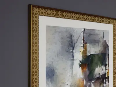 Framed Watercolor Painting 4 Low-poly 3D model