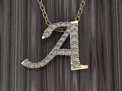 Jewelry Alphabet Pendant A 3D print model