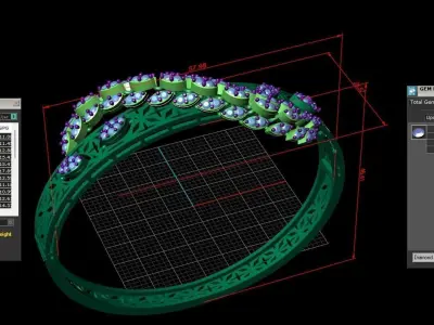 Rose Gold Diamond Woman Bracelet 3D Print Model 3D print model 4
