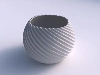 Bowl spheric with bent extruded lines 3 3D print model