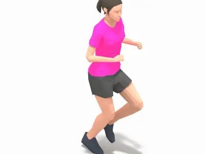 Jogging Exercise Woman Animation  Low-poly 3D model