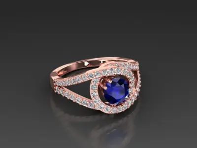 Diamond Jewelry Ring Sapphire blue Cut 3D print model